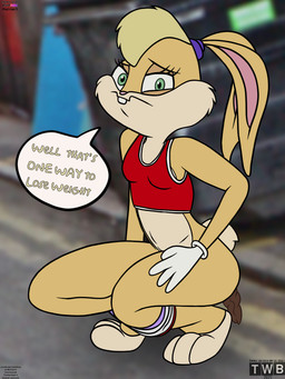 anthro bottomwear bottomwear_down clothed clothing crouching dialogue feces female green_eyes panties panties_down pants pants_down partially_clothed pooping pooping_on_floor public public_exposure solo text underwear underwear_down thedispenser69 looney_tunes warner_brothers lola_bunny lagomorph leporid mammal rabbit english_text hi_res