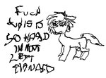 ambiguous_gender left_hand_drawing looking_at_viewer profanity quadruped simple_background solo text white_background replica_(artist) hasbro my_little_pony fan_character replica_(oc) equid equine horse mammal pony 2021 black_and_white digital_drawing_(artwork) digital_media_(artwork) english_text monochrome sketch