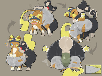 anthro balls big_balls big_butt big_penis butt clothing dark_body dark_fur duo french_kissing fur genitals huge_butt kissing male male/male penis red_eyes through_clothing underwear wedgie yellow_body yellow_fur sparkothefailure nintendo pokemon reggy_(sparkothefailure) alolan_form alolan_raichu generation_1_pokemon generation_7_pokemon pokemon_(species) raichu rattata regional_form_(pokemon) 4:3 hi_res