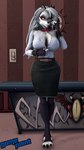 anthro big_breasts bottomwear breasts cleavage clothed clothing eyewear female flashing fully_clothed fur glasses hair inside legwear looking_at_viewer pencil_skirt red_sclera secretary shirt skirt smile solo standing topwear unbuttoned_shirt gamepaint6969 helluva_boss mythology loona_(carbiid3) loona_(helluva_boss) canid canid_demon canine demon hellhound mammal mythological_canine mythological_creature 3d_(artwork) 9:16 digital_media_(artwork) hi_res