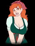 big_breasts breasts cleavage clothed clothing dress eyelashes female freckled_breasts freckles hair human_only kerchief not_furry orange_hair smile solo hyperiontrash changeling_tale marion_(changeling_tale) human mammal hi_res