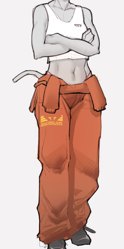 anthro blue_eyes boots bottomwear clothed clothing crop_top female footwear fully_clothed fur oversized_bottomwear oversized_clothing oversized_pants panties pants shirt shoes short_fur simple_background solo standing topwear underwear white_background work_clothes syn-6 jessica_(syn-6) canid canine canis dobermann domestic_dog mammal pinscher hi_res sketch