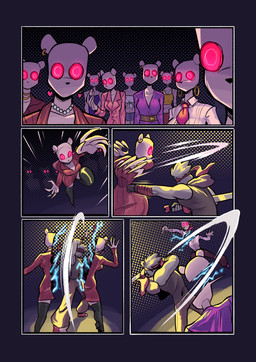 accessory anthro black_clothing black_latex black_legwear black_thigh_highs boots bottomwear claws clothed clothed_anthro clothed_male clothing denim denim_bottomwear denim_clothing dress ear_piercing ear_ring electricity female fight footwear fur glowing glowing_eyes grey_body grey_fur grey_hair group hair headband high_heeled_boots high_heels hoodie jeans latex latex_boots latex_clothing latex_footwear latex_legwear latex_thigh_boots latex_thigh_highs legwear male mannequin melee_weapon pants piercing red_clothing red_dress red_headband ring_piercing shoes sword text thigh_boots thigh_highs topwear weapon jamoart hampt_(jamoart) cricetid hamster living_mannequin mammal rodent 2025 absurd_res comic english_text hi_res