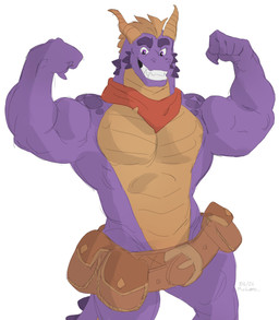 aged_up anthro anthrofied belt belt_pouch biceps facial_spikes flexing flexing_bicep flexing_both_biceps horn jaw_spikes kerchief looking_at_viewer male multicolored_body muscular muscular_anthro muscular_male neck_spikes neckerchief neckwear pecs purple_body red_kerchief red_neckerchief scales simple_background smile solo spikes spikes_(anatomy) standing two_tone_body ventral_scales white_background ruguard activision mythology spyro_the_dragon balloonist_spyro spyro dragon mythological_creature mythological_scalie scalie absurd_res hi_res