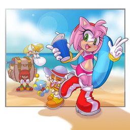 accessory anthro backpack beach black_nose blue_eyes boots bracelet clothing cloud eyes_closed female footwear fur gloves green_eyes group hair hair_accessory hairband handwear happy hat headgear headwear jewelry long_ears male pink_hair sand seaside shoes short_hair white_body white_clothing white_fur white_gloves white_handwear yellow_body yellow_fur michiyoshi sega sonic_the_hedgehog_(series) amy_rose cheese_the_chao cream_the_rabbit knuckles_the_echidna miles_prower canid canine chao_(sonic) echidna eulipotyphlan fox hedgehog lagomorph leporid mammal monotreme rabbit 1:1 2010 hi_res