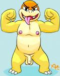 ainothat anthro balls boom-boom boom-boom_(character) boom_boom flaccid flexing foreskin genitals grin hi_res humanoid_genitalia humanoid_penis koopa looking_at_viewer male mario_bros nintendo nipples nude open_mouth penis reptile scalie smile solo tongue tongue_out