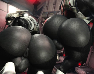 3_fingers all_fours anthro anus armor backsack balls big_anus big_butt biped black_anus black_balls black_body black_bodysuit black_clothing black_skin black_skinsuit bodysuit bouncing_butt butt butt_focus butt_slap clothed clothed_anthro clothed_male clothing duo faceless_anthro faceless_character faceless_male fingers genitals glistening glistening_balls glistening_bodysuit glistening_butt glistening_clothing glistening_genitalia glistening_skinsuit headgear helmet huge_butt inside male male/male male_anthro non-mammal_balls rear_view shaking_butt skinsuit slap slapping_own_butt slapping_self standing text tight_clothing torn_bodysuit torn_clothing torn_skinsuit white_armor yellow_eyes willie_piv halo_(series) microsoft xbox_game_studios alien sangheili 2026 3d_(artwork) 3d_animation animated artist_name digital_media_(artwork) high_framerate no_sound short_playtime video
