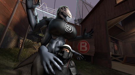 4_arms 6_eyes abs anthro big_breasts breasts clothing duo female female_on_human male male/female male_on_anthro military_uniform multi_arm multi_eye multi_limb non-mammal_breasts purple_eyes size_difference special_forces tight_clothing tight_topwear topwear uniform wolfyxcharged00 konami metal_gear scp_foundation scp-682 human humanoid mammal reptile scalie 16:9 3d_(artwork) digital_media_(artwork) hi_res source_filmmaker_(artwork) widescreen