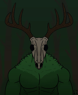abs anthro antlers blurred_background bone forest front_view grass_hair green_body horn male muscular muscular_anthro muscular_male pecs plant skull skull_head solo tree c4r4 american_mythology indigenous_north_american_mythology mythology north_american_mythology deerhead_(c4r4) monster wendigo 2024 bust_portrait digital_drawing_(artwork) digital_media_(artwork) hi_res portrait signature