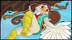 beak brown_hair butt cliff female grappling_hook hair sky solo winged_arms wings au013 nintendo the_legend_of_zelda wind_waker medli animal_humanoid avian avian_humanoid humanoid rito rito_humanoid 16:9 widescreen