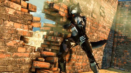anthro black_body black_bra black_clothing black_fur black_hair black_underwear blue_eyes boots bottomwear bra breasts brick_wall camo camo_bottomwear camo_clothing camo_pants camo_print claws cleavage clothed clothing desert detailed_background female fingerless_gloves fingers fluffy fluffy_tail footwear fur gloves gun hair handwear long_tail military multicolored_body multicolored_fur navel outside pants pattern_bottomwear pattern_clothing pattern_pants ranged_weapon rifle shoes short_hair sniper_rifle solo tail text two_tone_body two_tone_fur under_boob underwear wall_(structure) weapon white_body white_fur viper-desires petruz_(modeler) katie_(viper-desires) canid canine canis mammal wolf 16:9 2023 3d_(artwork) artist_name digital_media_(artwork) hi_res source_filmmaker_(artwork) watermark widescreen
