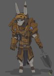 anthro armor biped candle clothed clothing fully_clothed gauntlets gloves grey_background handwear hat headgear headwear male melee_weapon pauldron polearm simple_background solo spear standing visor weapon wolfdawg lagomorph mammal 2017 full-length_portrait hi_res portrait