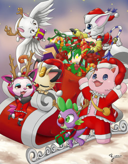 4_fingers accessory ambiguous/ambiguous ambiguous_anthro ambiguous_gender anthro anthro_on_anthro black_ears black_eyes blue_eyes blue_eyeshadow bow_ribbon brown_eyes christmas_clothing christmas_headwear clothed clothed_ambiguous clothed_anthro clothing clown_nose costume cute_fangs digitigrade dwarfism eyelashes eyeshadow fangs female field fingers flower fluffy fluffy_tail fully_clothed fully_clothed_ambiguous fully_clothed_anthro fur furgonomics gift gloves grass group hair_accessory hair_bow hair_ribbon handwear happy hat headgear headwear holidays jewelry kneeling larger_ambiguous larger_anthro mailbag makeup male mane moon multicolored_body navel one_leg_up open_mouth open_smile pawpads paws pink_body pink_eyes pink_fur pink_nose plant quadruped raised_leg reindeer_antlers ribbons ring santa_costume santa_hat short_stack simple_background size_difference sleigh smaller_ambiguous smaller_anthro smile symbol tail tail_accessory tail_jewelry tail_ring tan_body tan_fur teeth tongue topless topless_ambiguous topless_anthro tuft white_body white_fur jewelpetsunshine amagi_brilliant_park asian_mythology bandai_namco christmas digimon east_asian_mythology fairy_tail friendship_is_magic hasbro korean_mythology my_little_pony mythology nintendo pokemon telemonster charle_(fairy_tail) spike_(mlp) tirami yossi canid canine canis digimon_(species) domestic_cat domestic_dog dragon felid feline felis fox gatomon generation_1_pokemon human kumiho mammal meowth mythological_canine mythological_creature mythological_fox mythological_scalie persian_cat pokemon_(species) pomeranian reptile scalie spitz 2014 2025 absurd_res digital_media_(artwork) hi_res