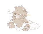 aged_down anthro baby bedding blanket blush brown_body brown_fur facial_scar fur male missing_eye pawpads scar sitting solo young hinyo731887 mihoyo zenless_zone_zero ben_bigger bear mammal