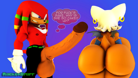 annoyed anthro anus armwear aroused balls barely_visible_anus big_balls big_breasts big_butt big_penis breasts butt clenched_teeth clothing duo ear_piercing ear_ring elbow_gloves fangs female genitals gloves handwear huge_balls huge_breasts huge_butt huge_penis hyper hyper_genitalia hyper_penis male membrane_(anatomy) membranous_wings muscular muscular_male penis piercing ring_piercing teeth thick_thighs thought_bubble wings rocketspuff sega sonic_the_hedgehog_(series) knuckles_the_echidna rouge_the_bat bat echidna mammal monotreme 3d_(artwork) absurd_res digital_media_(artwork) hi_res