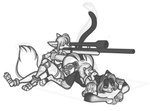aiming aiming_gun aiming_rifle aiming_weapon anthro ass_up athletic athletic_anthro athletic_female big_butt butt clothed clothed_anthro clothed_female clothing digitigrade digitigrade_heels digitigrade_paws duo female fingerless_gloves gloves gun handwear head_down_ass_up holding_gun holding_object holding_ranged_weapon holding_rifle holding_sniper_rifle holding_weapon leaning_on_another lying lying_on_ground military_clothing military_jacket military_pants on_front on_ground ranged_weapon rifle sitting sitting_on_ground sniper_rifle sniper_scope tactical_assets teamwork toy weapon freckles_(artist) combat_cat_studio wild_assault akai_hime_(wild_assault) erwin_(wild_assault) canid canine domestic_cat felid feline felis fox mammal