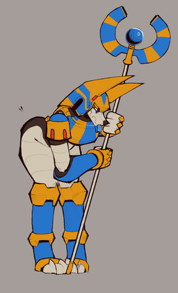 anthro holding_object holding_staff machine male red_eyes solo staff sticking_out_ass tongue tongue_out trueblue3d capcom mega_man_(series) anubis_necromancess canid canine canis jackal mammal reploid robot hi_res