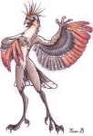 ambiguous_gender anthro claws feathered_wings feathers looking_at_viewer nude simple_background solo winged_arms wings f0xyme avian bird hoatzin