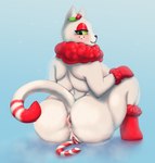 anthro anus back_rolls bedroom_eyes big_breasts big_butt blue_background bodily_fluids breasts butt candy candy_cane dessert female festive food freckles fur genital_fluids genitals grinding half-closed_eyes holidays holly_(plant) huge_butt looking_at_viewer looking_back looking_back_at_viewer looking_pleasured musk musk_clouds narrowed_eyes nude plant puffy_anus pussy raised_tail rear_view rubbing rubbing_pussy seductive simple_background sitting sitting_on_ground slightly_chubby smile solo tail tail_anus thick_thighs vaginal vaginal_fluids white_body white_fur wide_hips rockethaslanded christmas junipurr domestic_cat felid feline felis mammal absurd_res digital_media_(artwork) hi_res