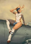 aircraft airplane animal_genitalia animal_penis anthro bottomwear clothing equine_genitalia equine_penis genitals gesture male penis pose salute skirt solo vehicle lizuf_(artist) saturdaii_(fauxcroft) deer mammal new_world_deer reindeer absurd_res hi_res huge_filesize pinup