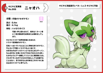 border butt female pokedex pokedex_entry pokedex_number red_border simple_background text white_background nikunigushii nintendo pokemon generation_9_pokemon pokemon_(species) sprigatito absurd_res hi_res japanese_text translation_request