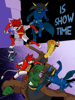 action_scene anthro duo fight hero herofur hits male drago-kun impximon darkpup canid canine canis imp mammal reptile scalie snake wolf comic hi_res