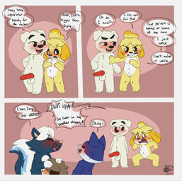 animal_genitalia animal_penis balls black_nose blue_body blue_fur blush canine_genitalia canine_penis dialogue female foreskin fur genitals group group_sex hair knot male male/female male/male male_penetrated male_penetrating male_penetrating_male open_mouth penetration penile penis sex sheath simple_background smile speech_bubble tail teasing text threesome tongue vulva white_body white_fur yellow_body yellow_fur nutty_bo animal_crossing nintendo digby_(animal_crossing) isabelle_(animal_crossing) k.k._slider kicks_(animal_crossing) rover_(animal_crossing) canid canine canis domestic_cat domestic_dog felid feline felis mammal mephitid shih_tzu skunk striped_skunk toy_dog absurd_res comic english_text hi_res sibling_(lore)