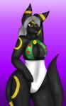 anthro anthrofied big_breasts breasts clothing eeveelution female generation_2_pokemon hi_res koekoek nintendo one-piece_swimsuit pokemon pokemon_(species) pokemorph solo swimwear umbreon