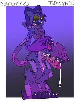 animal_genitalia animal_penis anthro balls big_penis black_eyes bodily_fluids button_nipples claws cum feline_genitalia feline_penis genital_fluids genitals gradient looking_at_viewer male nipples pawpads penis plushie purple_body solo standing stitch_(sewing) theenyface mob_entertainment poppy_playtime smiling_critters catnap_(poppy_playtime) animate_inanimate domestic_cat felid feline felis living_plushie mammal