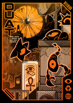 1_eye ambiguous_gender ankh building city claws egyptian feral group spider_web spikes spikes_(anatomy) text rem_phase aquatic arachnid arthropod asterozoan crab crustacean decapod echinoderm echinozoan malacostracan scorpion sea_urchin starfish 2025 digital_media_(artwork) hi_res