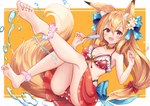 accessory anklet barefoot bikini blonde_hair blush breasts cleavage clothed clothing feet female food hair hair_accessory humanoid_feet jewelry long_hair open_mouth plantigrade popsicle solo swimwear two-piece_swimsuit sakura_ani animal_humanoid canid canid_humanoid canine canine_humanoid fox_humanoid humanoid mammal mammal_humanoid 2022