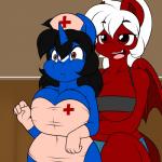 1:1 2015 5_fingers anthro big_breasts black_hair breasts brown_eyes chilly_pepper cleavage clothed clothing dragon duo equid equine eyebrows eyelashes fan_character female fingers gloves hair handwear hasbro hat headgear headwear hi_res horn huge_breasts hybrid klodette kloudmutt mammal membrane_(anatomy) membranous_wings my_little_pony mythological_creature mythological_equine mythological_scalie mythology nurse nurse_clothing nurse_hat nurse_headwear nurse_uniform open_mouth red_eyes scalie teeth tongue unicorn uniform white_hair wide_hips wings