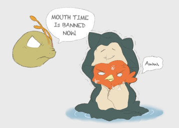 angry bedding blanket clothing cold dialogue duo feral male onesie shaking shivering simple_background text ok1_hunter nintendo pokemon fuego_nugget radagast generation_1_pokemon generation_2_pokemon generation_3_pokemon meganium pokemon_(species) snorlax torchic english_text
