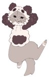 animal_hood anthro bottomless clothed clothing female hair happy hoodie hoodie_only messy_hair paws pose raised_arms raised_leg simple_background solo tail topwear topwear_only joycawn jam_(joycawn) canid canine canis domestic_dog mammal