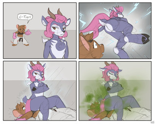 anthro blue_eyes bottomless brown_body butt clothed clothing crossed_arms duo facesitting fart fart_fetish farting_on_another farting_on_face female female/female flat_chested hair head_tuft hooves horn karate_belt keikogi martial_arts_uniform pink_hair purple_body sitting_on_another sportswear text topless tuft yellow_eyes that_jaded rivals_of_aether absa olympia_(rivals_of_aether) bovid caprine goat mammal murid murine rat rodent 2025 absurd_res comic english_text hi_res