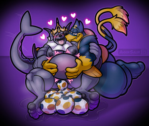 andromorph andromorph/male anthro anthrofied belly_grab duo egg genitals intersex intersex/male male oviposition pokemorph pregnant pregnant_andromorph pregnant_intersex simple_background vulva ahnik conditional_dnp nintendo pokemon fan_character eeveelution floatzel generation_1_pokemon generation_4_pokemon pokemon_(species) vaporeon 2026 hi_res
