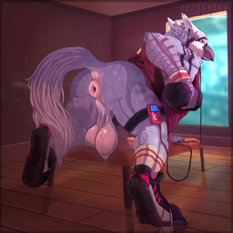 animal_genitalia animal_penis anthro anus balls beak bent_over big_balls big_butt bodily_fluids butt clothed clothing dumbbell electronics equine_genitalia equine_penis exercise footwear genitals hair half-erect headphones inside looking_back male male_anthro muscular muscular_anthro muscular_male musk partially_clothed penis pink_anus pink_balls pink_penis portable_music_player puffy_anus raised_tail rear_view saggy_balls scuted_arms scutes shirt shoes smile sneakers socks solo sweat sweaty_balls sweaty_butt sweaty_genitalia tail tail_aside tank_top topwear weightlifting weights white_hair workout kendryzak mythology chris_(seif) avian bird blue_jay corvid gryphon jay_(bird) mythological_avian mythological_creature new_world_jay oscine passerine 1:1 hi_res