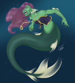 5_fingers biceps blue_eyes blue_gem breasts brown_eyebrows bubble claws clothing ear_fins elbow_fin eyebrows fangs female fin fingers freckled_arms freckles gem gold_(metal) gold_jewelry gold_necklace green_body green_scales green_skin hair jewelry legless medium_breasts mermaid_tail navel necklace pendant purple_clothing purple_hair purple_shirt purple_topwear red_gem scales shirt shoulderless_shirt snarling solo split_form tail tail_fin teeth topwear underwater water white_fin white_fins thepurpalynn entaria_(thepurpalynn) aquatic humanoid merfolk 2024 hi_res signature
