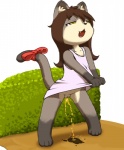 2012 anthro bow brown_fur cat clothed clothing fangs feline female fur hair long_hair mammal open_mouth outside peeing purple_eyes purple_hair pussy solo spread_legs spreading standing tongue urine watersports young 解凍
Rating: Explicit
Score: 7
User: Finchmaster
Date: March 05, 2014