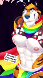 accessory anthro big_bulge black_stripes bouncing_bulge briefs bulge clothing confetti countershading crowd emoji flag flag_(object) flag_(shape) flag_design fur glistening_heart group heart_after_text heart_symbol kerchief lgbt_pride looking_at_viewer male mascot multicolored_accessory multicolored_briefs multicolored_clothing multicolored_kerchief multicolored_neckerchief multicolored_neckwear multicolored_underwear muscular muscular_anthro muscular_male neckerchief neckwear nipples orange_body orange_fur pecs pride_color_accessory pride_color_bandanna pride_color_briefs pride_color_clothing pride_color_emoji pride_color_flag pride_color_kerchief pride_color_neckerchief pride_color_neckwear pride_color_underwear pride_colors pride_hearts progress_pride_colors rainbow_flag rainbow_kerchief rainbow_neckerchief rainbow_pride_colors rainbow_pride_flag rainbow_symbol seven-stripe_rainbow_pride_colors six-stripe_rainbow_pride_colors smile solo_focus striped_body striped_fur stripes super_gay teeth text text_with_heart underwear walking yellow_eyes dream_and_nightmare frosted_flakes kellogg's lgbt_pride_month tony_the_tiger felid mammal pantherine tiger 2021 2d_animation 9:16 animated english_text hi_res lol_comments motion_tweening no_sound short_playtime webm