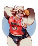 anthro armpit_hair arms_above_head ball basketball basketball_(ball) belly big_belly big_butt body_hair bottomwear bulge butt clothed clothing competition_number detailed_bulge ear_piercing flexing front_view genital_outline holding_ball holding_object horn jersey male midriff moobs musclegut muscular muscular_anthro muscular_male nipple_outline nipple_slip nipples number number_on_clothing number_on_jersey number_on_topwear number_print pecs penis_outline piercing pose print_clothing print_jersey print_topwear shirt shorts simple_background skimpy slightly_chubby smile solo sport standing tank_top text text_on_clothing text_on_jersey text_on_topwear text_print thick_thighs tight_clothing topwear white_background wide_hipped_male wide_hips glitter_trap_boy chicago_bulls nba tommy_the_cow bovid bovine cattle holstein_friesian_cattle mammal digital_media_(artwork) hi_res pinup