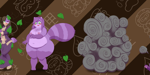 alternate_species anthro anthrofied beige_shirt brown_clothing brown_footwear brown_hair brown_shoes clothing dress female feral feral_transformation footwear fur fur_growth furrification green_eyes growth hair leaf overweight overweight_anthro overweight_female pawpads pink_pawpads poof_effect poof_transformation purple_clothing purple_dress purple_hair shoes solo species_transformation tail tanuki_leaf tanuki_tail thick_tail transformation weight_gain mentalcrash animal_humanoid canid canid_humanoid canine canine_humanoid human humanoid mammal mammal_humanoid raccoon_dog tanuki tanuki_humanoid absurd_res hi_res