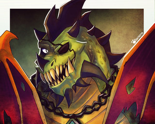 anthro beard chain_necklace eye_patch eyewear facial_hair facial_spikes fangs green_body green_scales head_spikes jewelry looking_at_viewer male markings necklace notched_wings open_mouth open_smile pupils scales sharp_teeth simple_background slit_pupils smile solo spikes spikes_(anatomy) spots spotted_body spotted_scales teeth underbite wings yellow_body yellow_scales catkitte activision mythology spyro_reignited_trilogy spyro_the_dragon gunnar_(spyro) rescued_dragons_(spyro) dragon mythological_creature mythological_scalie reptile scalie 2018 5:4 headshot_portrait hi_res portrait