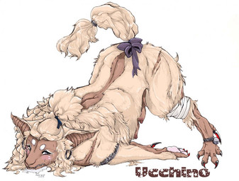 accessory ass_up bandage bandaged_leg big_ears blush bodily_fluids bow_ribbon caprine_teats caprine_udders claws clenched_teeth crying digitigrade drooling ear_piercing ear_ring female feral fur furgonomics jewelry pain pawpads paws piercing pink_pawpads ribbons ring ring_piercing saliva solo tail tail_accessory tail_bow tail_jewelry tail_ribbon tail_ring tears teats teeth udders wool_(fur) shebeast wolf_in_sheep's_clothing bovid canid canine canis caprine domestic_sheep hybrid mammal sheep wolf