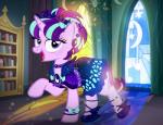 clothing dress female feral horn piercing solo pixelkitties friendship_is_magic hasbro my_little_pony mythology starlight_glimmer_(mlp) equid equine mammal mythological_creature mythological_equine unicorn 2016