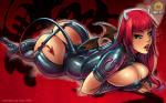 big_breasts big_butt boots breasts butt cleavage clothed clothing female footwear green_eyes hair high_heeled_boots high_heels horn lips looking_at_viewer membrane_(anatomy) membranous_wings not_furry red_hair shoes solo wings reiq candela demon demon_humanoid humanoid 16:10 hi_res widescreen