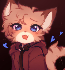 anthro black_stripes blue_eyes blue_heart clothing collar female fur grey_body grey_fur hoodie leash leashed_collar looking_at_viewer solo stripes tongue tongue_out topwear toshiko whiskers_(lishka) felid feline mammal