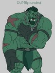 barazoku beard body_hair bottomwear chest_hair clothing facial_hair green_body green_skin hairy loincloth male muscular muscular_male nipples not_furry orcus_challenge solo rickleone humanoid orc himbo 3:4 hi_res