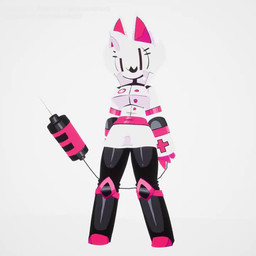 ^w^ anthro badge black_legs bottomwear breasts chainsaw chainsaw_arm claws clothing collared_shirt dress_shirt female floating_arms gesture hair hand_gesture hand_transformation hands_between_legs hands_together heart_symbol insane long_tail looking_at_viewer machine melee_weapon miniskirt nurse nurse_clothing owo pointing pointing_at_self power_tool red_cross red_inner_ear red_waistband shirt simple_background skirt smile solo standing stinger stinger_tail syringe syringe_tail tail thin_tail tools topwear transformation weapon white_background white_bottomwear white_clothing white_face white_hair white_miniskirt white_skirt white_topwear yelling thediamondman3 mewy_(siris_the_virus) domestic_cat felid feline felis mammal robot robot_anthro 1:1 2025 3d_(artwork) 3d_animation animated digital_media_(artwork) full-length_portrait high_framerate loop no_sound portrait short_playtime webm