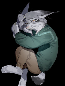 anthro bodily_fluids claws clothing crying fur grey_body grey_fur male sad solo sweater tears topwear yellow_eyes ballbal08732786 disney zootopia pawbert_lynxley canada_lynx felid feline lynx mammal hi_res